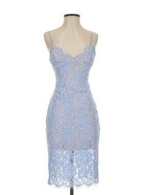 Design Lab Lord & Taylor Light Blue and Nude Lace Dress